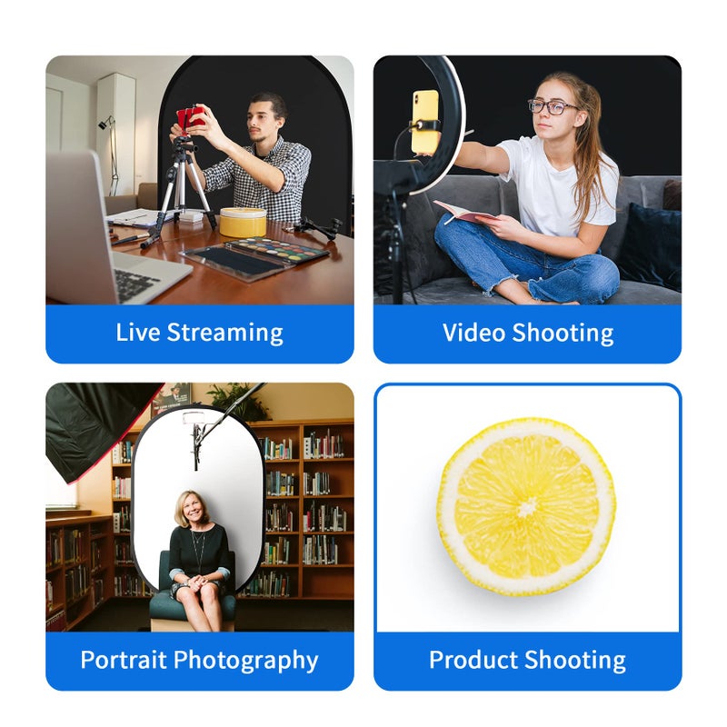 Selens Black White Backdrop 59x39.3inches Pop Up Collapsible Background with Carrying Bag for YouTube Streaming Photo Studio Photography - Image 3